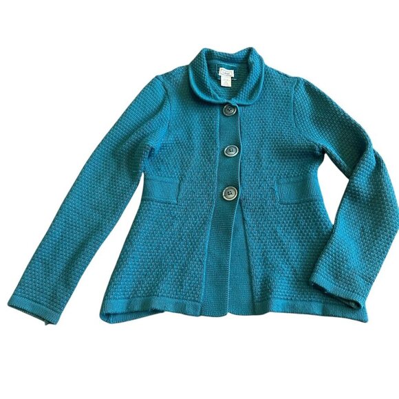L.L. Bean Sweaters - LL Bean Teal Button-Down Cardigan Sweater Vintage Angora Cotton Size XS Women's